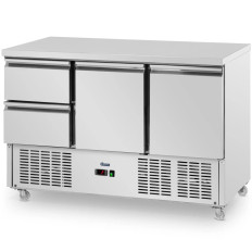 Refrigerated table 2 drawers 2 chambers on wheels 350 L 137 x 70 x 95 cm