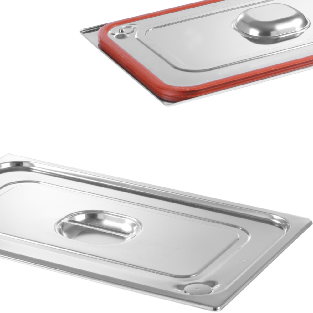 Tapa de contenedor de línea PROFI GN con junta de silicona GN1 / 6 176x162mm de acero inoxidable - Hendi 802656