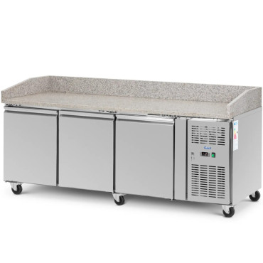 Saldētais galds Pizza 3 kamerām uz riteņiem 560 L 202 x 80 x 100 cm