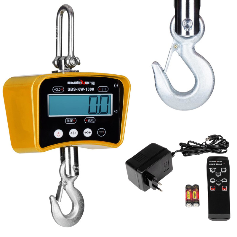 Hook weight suspended with remote control up to 1 ton 1T LCD yellow