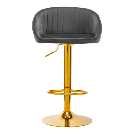 4Rico Bar Hocker QS-B16G velvet sivý — pohľad spredu