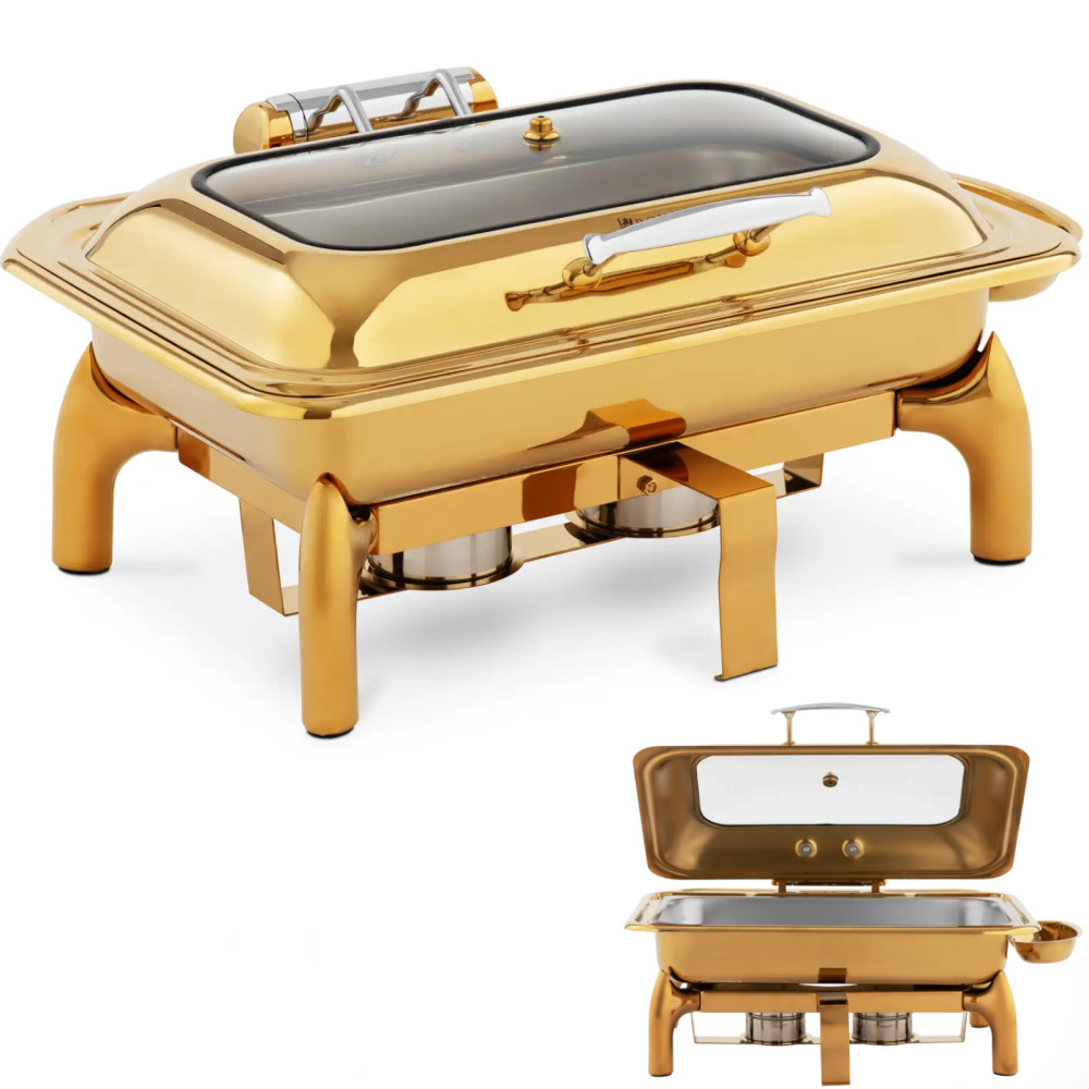 Buffetverwarmer voor een pasta met een venster GN 1/1 9 L - goud