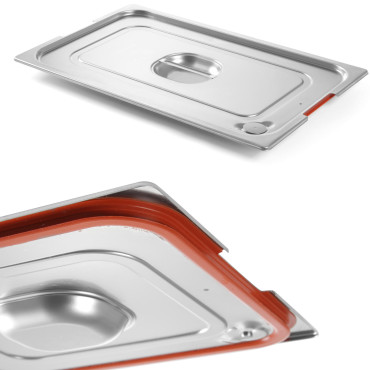 Tampa do contêiner de linha do GN Profi com a junta de silicone e o aço do gn1 / 2 265x325mm do corte Hendi 804322