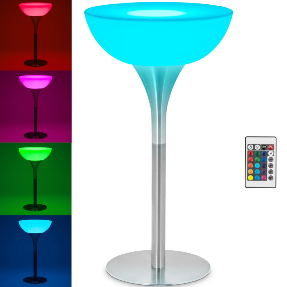 CLUB-staaftafel Backlit op RGBW LED-batterijen. 60 x 107 cm - witte ronde