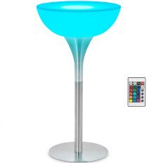 Club Bar Table Backlit på RGBW LED-batterier. 60 x 107 cm - vit rund