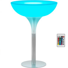 Backlit de la mesa del bar de la barra en las baterías LED RGBW. 80 x 107 cm - redondo blanco