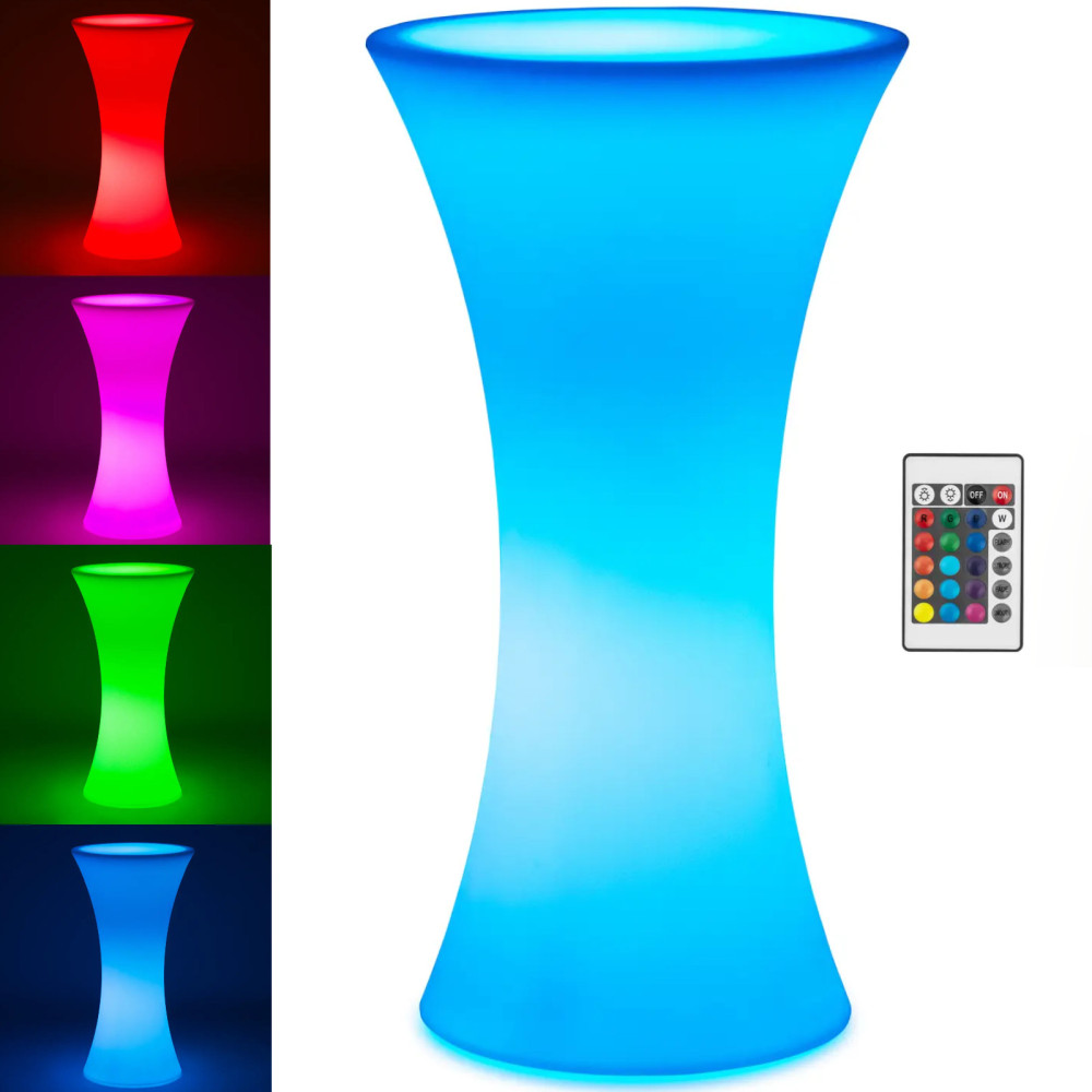 Club Bar Tabell Backlit på RGBW LED batterier. 58 x 110 cm - hvit runde