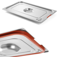 Tapa de contenedor de línea PROFI GN con junta de silicona y corte GN1 / 3 asas de acero 325x176mm - Hendi 804339
