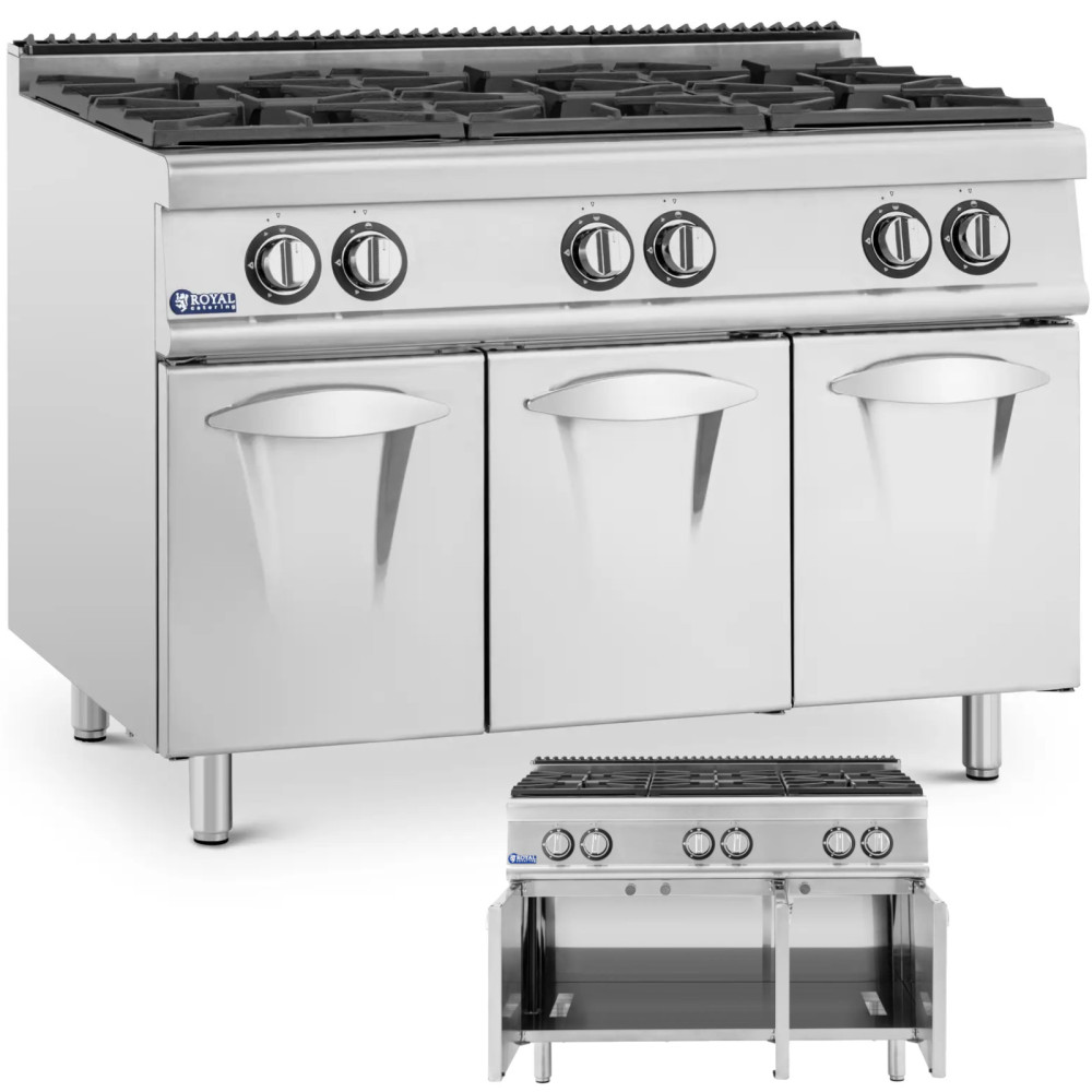 Gass komfyr 6 Brenner med propan / LPG / Naturgass 21,6 kW