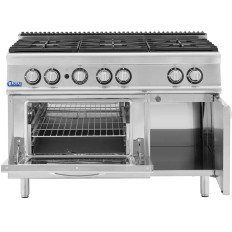 Fogão a gás 6 queimador com forno a gás e gabinete de 27,6 kw