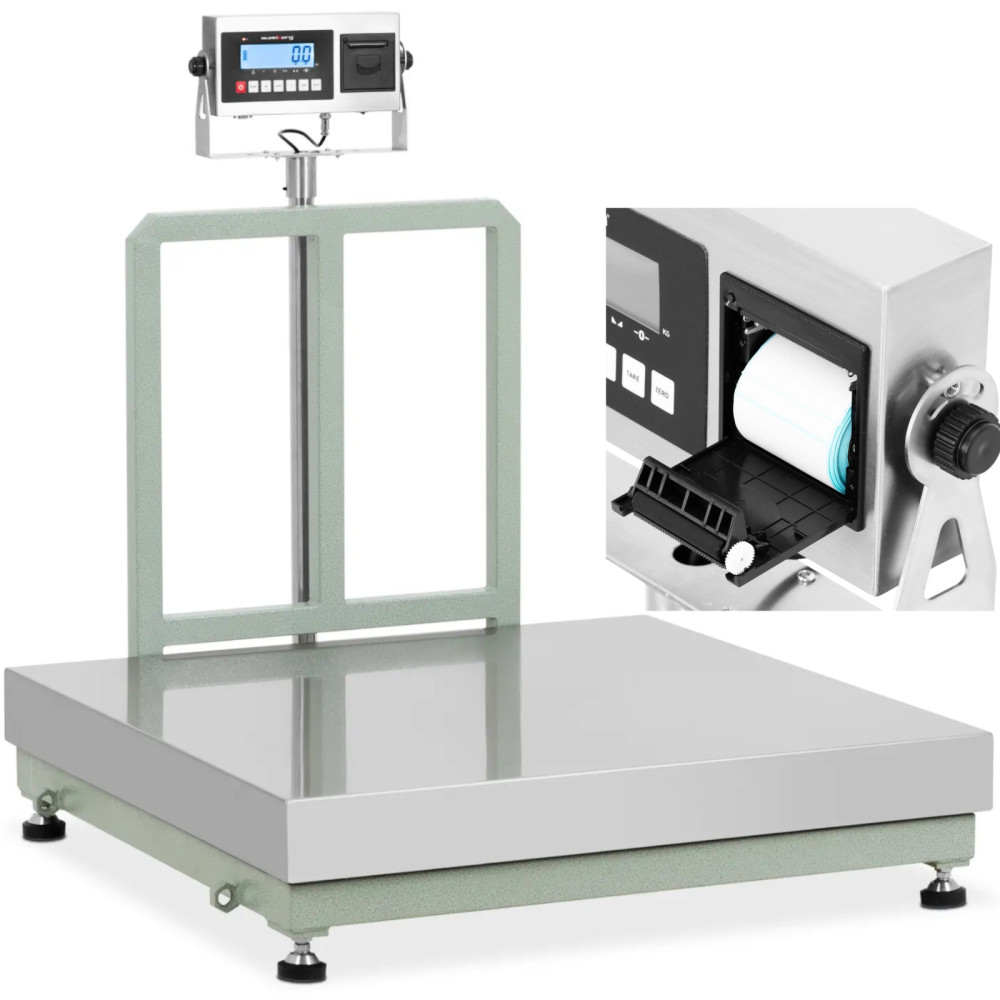 Plattformskala med LCD-märkeskrivare 100 x 100 cm 800 kg / 100 g