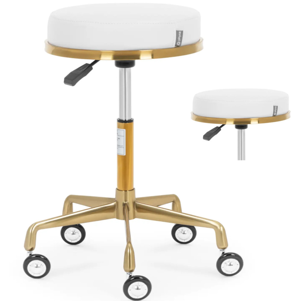 Tabouret cosmétique rotatif sur roues Physa Casoria - Or blanc