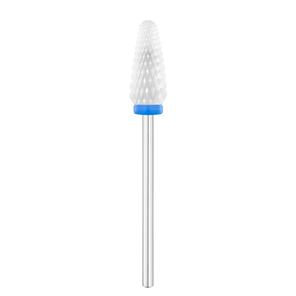 Fraise Céramique EXO Cône Arrondi Ø6,5MM Grain Moyen Bleu — vue de face