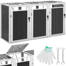 Shield housing basket trash can triple 3 x 240 l - gray