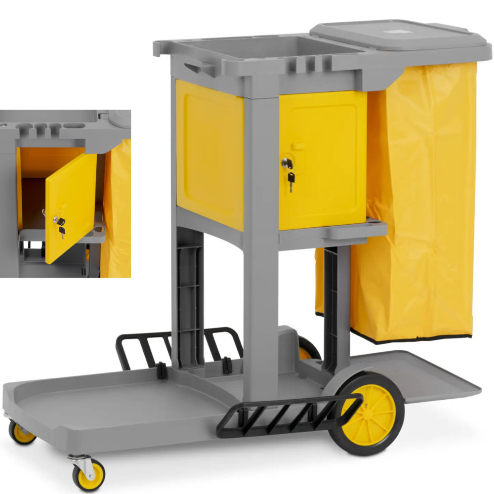 Carrello del servizio alberghiero per la pulizia con lavagna per appunti e borsa 112,5 x 71,5 x 98 cm