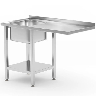 Gastronomijas izlietne ar plauktu top uz trauku mazgājamā mašīna ledusskapis 120 x 70 x 85 cm - pa kreisi
