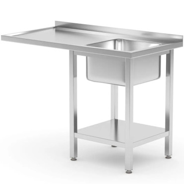 Gastronomisk handfat med hylla på diskmaskinen 120 x 70 x 85 cm - höger