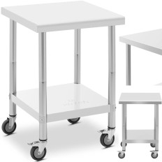 Bordplade på hjul 2 Niveauer 60 x 60 cm Stål op til 120 kg