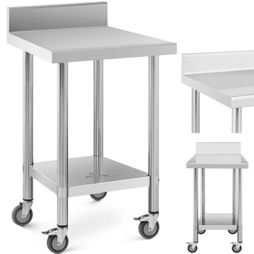 Tischtisch-Arbeitsplatte auf Rädern mit RANT 2 -Plappen 60 x 60 cm Stahl bis 120 kg