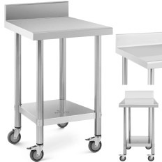 Table Worktop on wheels with Rant 2 levels 60 x 60 cm steel up to 120 kg