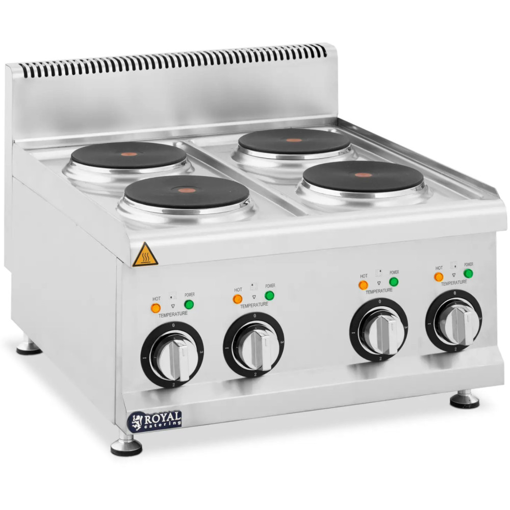 Elektros virtuvės reguliuojamas su 4 šildymo laukų gaubtu. 19 cm 8 kW 400 V