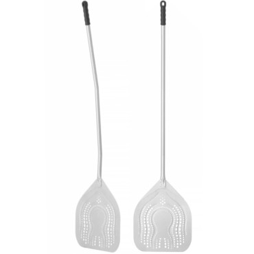 Square pizza shovel perforated with a bent handle 350 x 1500 mm