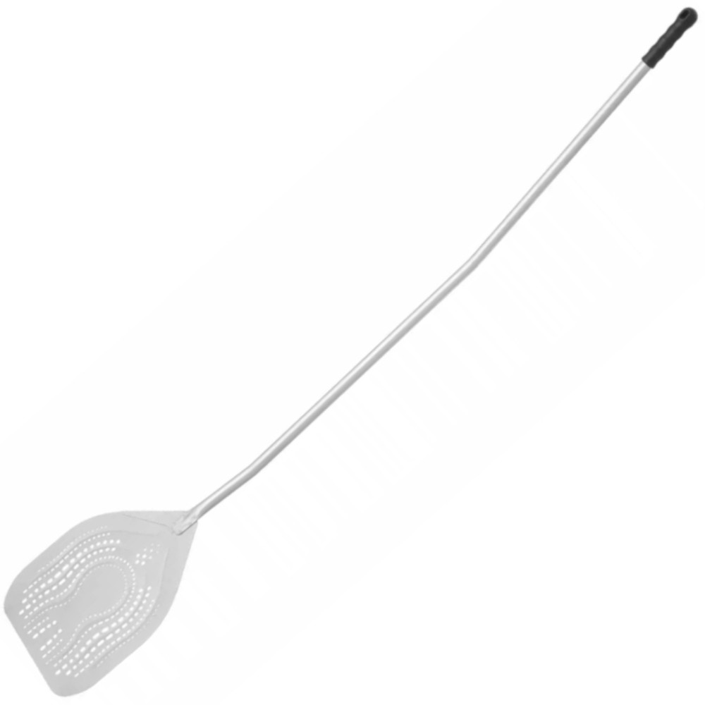 Pizza spade en fyrkantig arena perforerad med ett böjd handtag 350 x 1840 mm