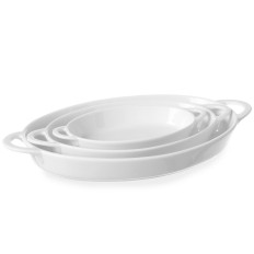 Oválné pečení platek s rukojetí 215x140x35mm bílý porcelán - Hendi 784013