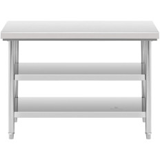 Bordplade stålstål 3 niveauer 120 x 60 cm til 600 kg