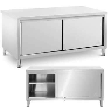 Mesa de gastronomia com armário de porta deslizante 180 x 80 x 87 cm a 500 kg