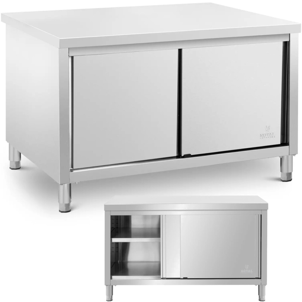 Tavolo gastronomico con armadietto scorrevole 140 x 80 x 87 cm a 500 kg