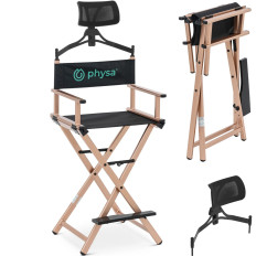 Make-up chair with headrest and folding footstool - pink gold