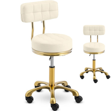 Stolička Stool Cosmetic HKL s operadlom pre kolesá do 150 kg Gela Beigo Gold