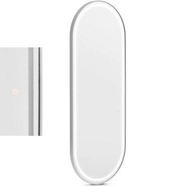 Konsolės konsolės kirpyklų veidrodis su LED apšvietimu OVAL 180 x 70 cm - sidabras