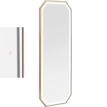 Konsoles konsole Frizieru spogulis ar LED apgaismojumu 180 x 70 cm - Zelta