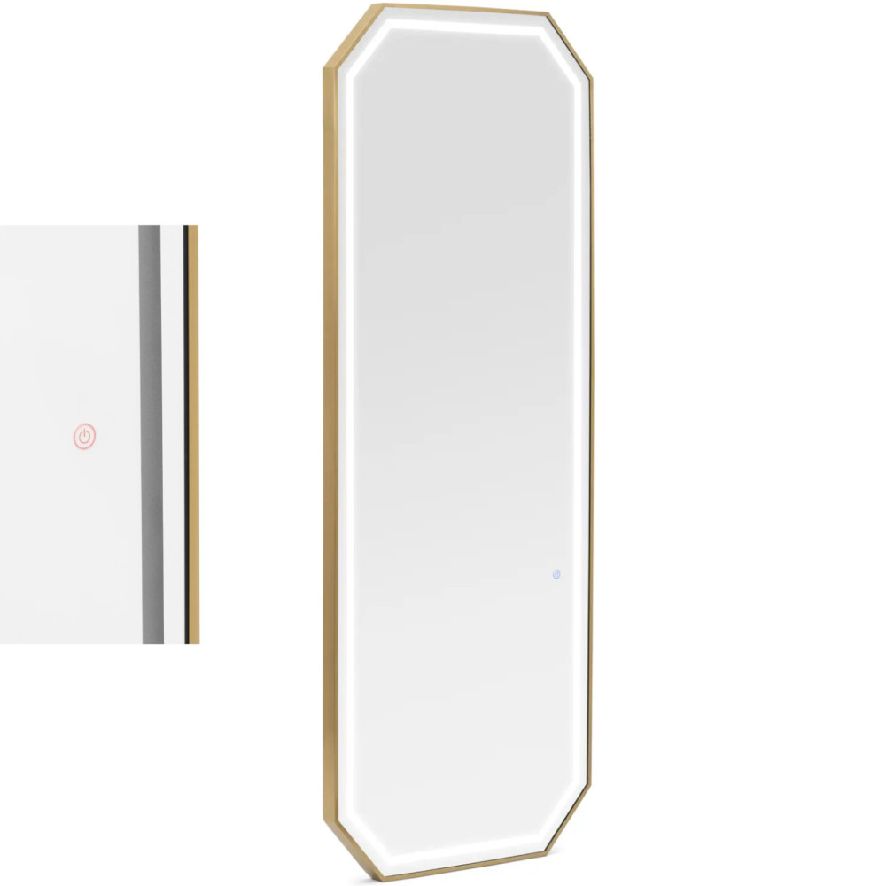 Konzola konzoly Kadeřnické zrcadlo s LED osvětlením 180 x 70 cm - zlatý