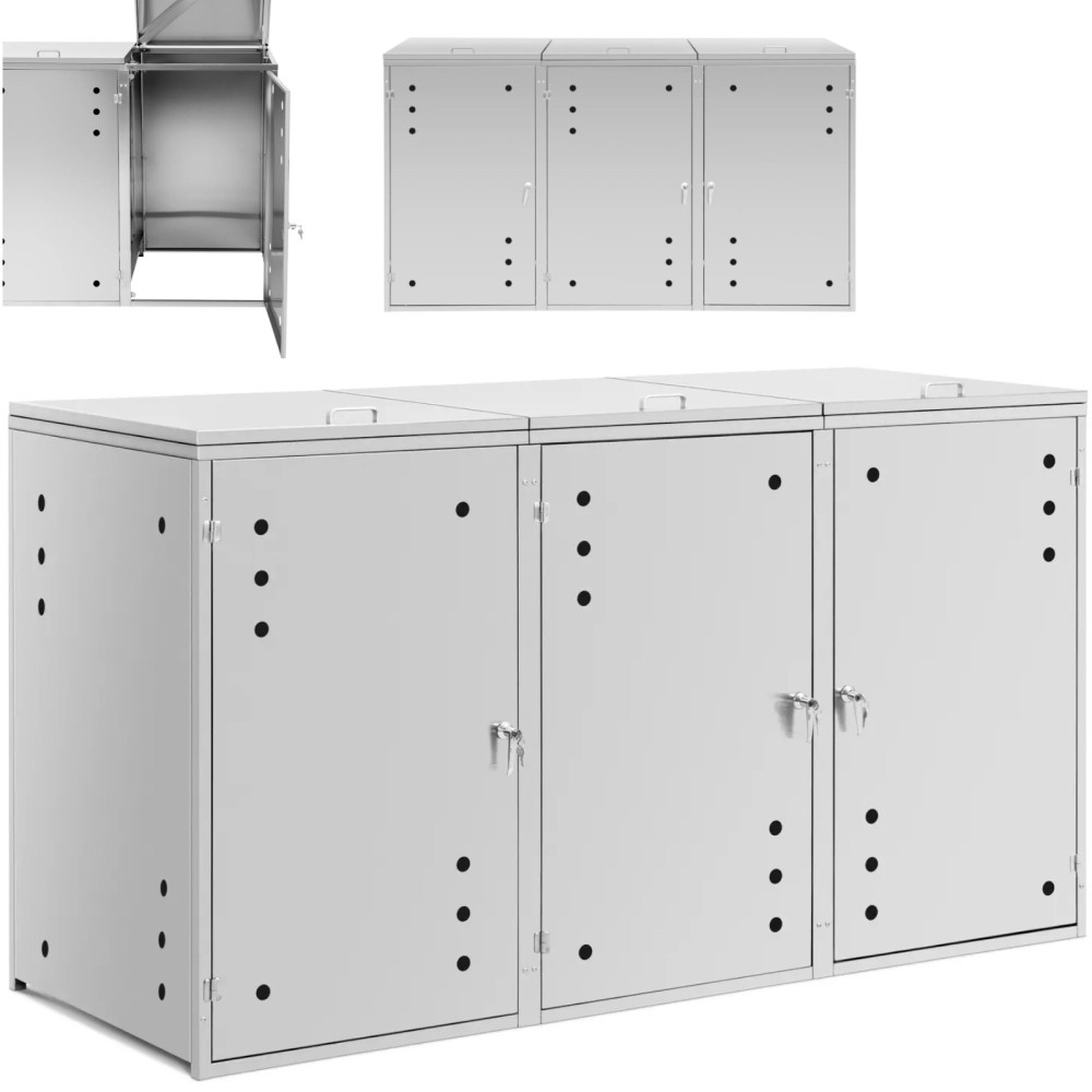 Cover van de vuilnisbakken bedekken met 3 x 240 l ventilatie