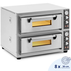 Fornalha de pizza de bi-câmara com pedra de camotte para 8 pizzas qua. 30 cm 8400 W