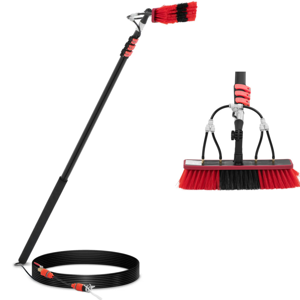 Teleskop børste med vandforbindelse til rengøringspanelvinduer. 35 cm 165-540 cm Teleskop børste med vandforbindelse til rengøringspanelvinduer. 35 cm 165-540 cm