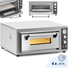 Horno de pizza eléctrica con una piedra de Chamotte para 4 pizzas de miércoles. 25 cm 4200 w