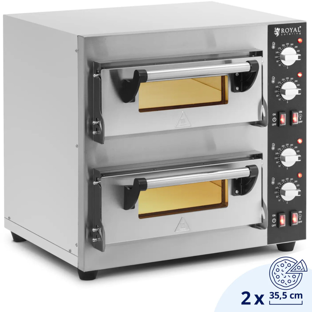 Dubbel pizza spis med en chamotte sten för 2 pizzor ons. 35 cm 4000 w