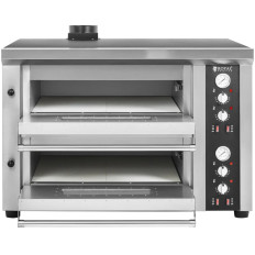 Dubbele pizza-oven met een chamotte op 8 pizza's. 33 cm 400 V 8400 W