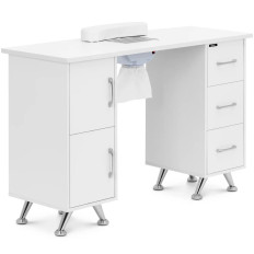Cosmetic desk for manicure with ombunator 3 drawers 2 cabinets - white silver