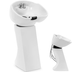 Friseurwaschbecken Kippwaschbecken mit Schlangenbatterie - Weiß