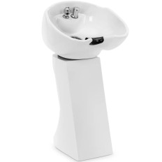 Lavandino del lavabo di parrucchiere Lavandino di inclinazione con batteria di serpente - bianco