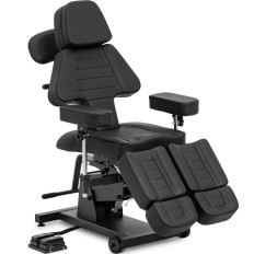 Kozmetička stolica za tetovažu podesivo s pedalom za nogu do 300 kg - crna