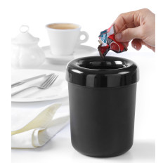 Poubelle de table ou contenant pour couverts en plastique noir Ø 130mm - Hendi 421574