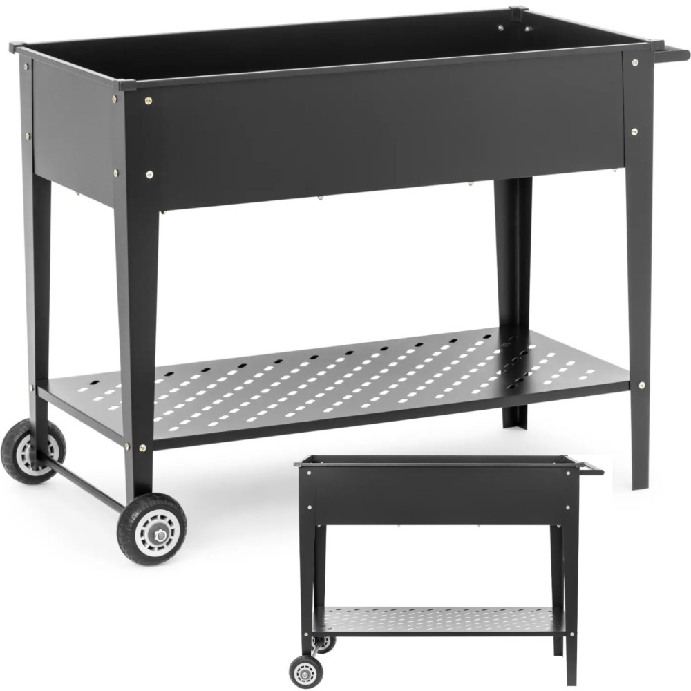 Flowerbed metal flowerbed for flowers herbs with shelf 100 x 50 x 79 cm