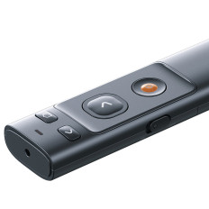 Indicador laser laranja ponto ai com transcrição automática da voz para texto - cinza