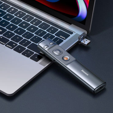 Laserový indikátor Orange Dot AI s automatickou transkripciou hlasu pre text - sivá